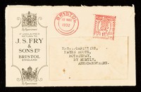 view If unclaimed return to J.S. Fry & Sons Ltd., Bristol, England.