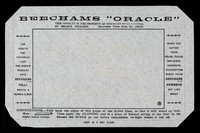 view Beecham's "oracle" : this novelty is the property of Beechams Pills Limited, St. Helens, England : (registered trade mark no. 586676).