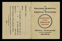 view An English hospital for French wounded : remember your French friends : Hôpital Temporaire, d'Arc-en-Barrois, France.