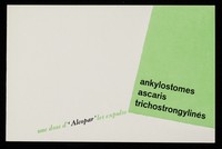 view Ankylostomes, ascaris, trichostrongylinés : une dose de 'Alcopar' les expulse / Burroughs Wellcome & Co. (the Wellcome Foundation Ltd.).