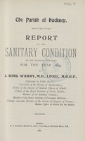 view Report on the sanitary condition of the Hackney District for the year 1899.