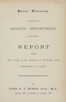 view Report upon the cause of the increae of mortality from diphtheria in London.