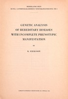 view Genetic analysis of hereditary diseases with incomplete phenotypic manifestation / K. Eriksson.