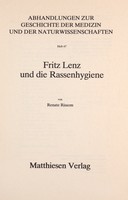 view Fritz Lenz und die Rassenhygiene / von Renate Rissom.