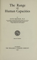 view The range of human capacities / by David Wechsler.