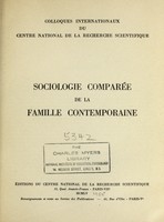 view Sociologie comparée de la famille contemporaine : [colloque, 1-7 avril, 1954].