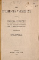 view Die psychische Vererbung / von Usiel Josefovici.