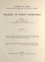 view Treasury of human inheritance / edited by Karl Pearson, R.A. Fisher, L.S. Penrose.