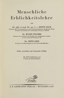 view Menschliche Erblichkeitslehre und Rassenhygiene / von E. Baur [and others].