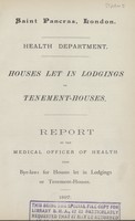 view Report by the Medical Officer of Health upon bye-laws for houses let in lodgings or tenement-houses.