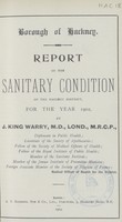 view Report on the sanitary condition of the Hackney District for the year 1902.