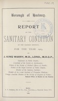 view Report on the sanitary condition of the Hackney District for the year 1903.