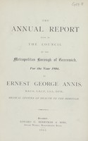 view The annual report made to the Council of the Metropolitan Borough of Greenwich for the year 1904.