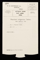 view Moorland Indigestion Tablets : May bonus, 1954 : order ... / W.B. Cartwright Ltd.