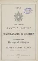 view Forty-ninth annual report on the health and sanitary condition of the Borough of Islington.