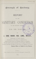 view Report on the sanitary condition of the Hackney District for the year 1909.