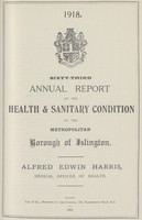 view Sixty-third annual report on the health and sanitary condition of the Metropolitan Borough of Islington.