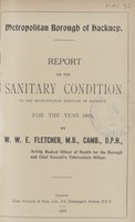 view Report on the sanitary condition of the Metropolitan Borough of Hackney for the year 1918.