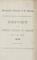 view Report of the Medical Officer of Health for the year 1916.