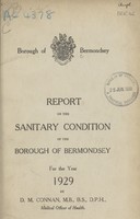 view Report on the sanitary condition of the Borough of Bermondsey for the year 1929.