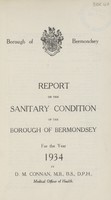 view Report on the sanitary condition of the Borough of Bermondsey for the year 1934.