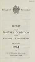 view Report on the sanitary condition of the Borough of Bermondsey for the year 1944.