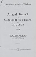 view Annual report of the Medical Officer of Health for Chelsea, 1940.