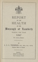 view [Report of the Medical Officer of Health for Lambeth Borough].