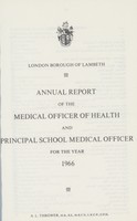 view [Report of the Medical Officer of Health for Lambeth Borough].