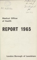 view [Report of the Medical Officer of Health for Lewisham Borough].