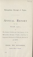 view [Report of the Medical Officer of Health for Poplar, Metropolitan Borough].