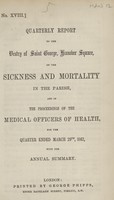 view [Report of the Medical Officer of Health for Hanover Square, The Vestry of the Parish of Saint George].