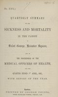 view [Report of the Medical Officer of Health for Hanover Square, The Vestry of the Parish of Saint George].