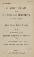 view [Report of the Medical Officer of Health for Hanover Square, The Vestry of the Parish of Saint George].