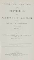 view [Report of the Medical Officer of Health for Westminster, City of].