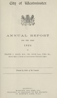 view [Report of the Medical Officer of Health for Westminster, City of].