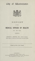 view [Report of the Medical Officer of Health for Westminster, City of].