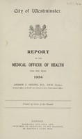 view [Report of the Medical Officer of Health for Westminster, City of].