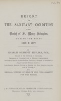 view [Report of the Medical Officer of Health for Islington, Parish of St Mary].