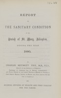 view [Report of the Medical Officer of Health for Islington, Parish of St Mary].