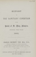 view [Report of the Medical Officer of Health for Islington, Parish of St Mary].