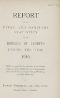 view [Report of the Medical Officer of Health for Lambeth, Metropolitan Borough of].