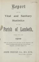 view [Report of the Medical Officer of Health for Lambeth, The Vestry of the Parish of].