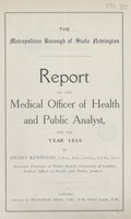 view [Report of the Medical Officer of Health for Stoke Newington, The Metropolitan Borough].