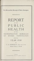 view [Report of the Medical Officer of Health for Stoke Newington, The Metropolitan Borough].