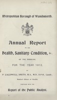 view [Report of the Medical Officer of Health for Wandsworth, Metropolitan Borough].