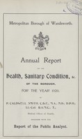 view [Report of the Medical Officer of Health for Wandsworth, Metropolitan Borough].