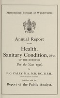 view [Report of the Medical Officer of Health for Wandsworth, Metropolitan Borough].