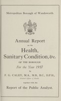 view [Report of the Medical Officer of Health for Wandsworth, Metropolitan Borough].