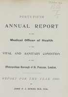 view [Report of the Medical Officer of Health for St. Pancras, London, Borough of].